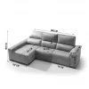 Chaise longue relaxe elétrico BALTIA esquerda 4 lugares cinza claro
