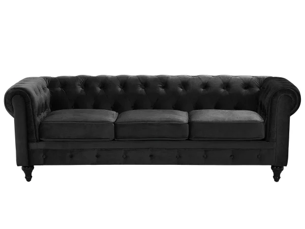 Sofa CHESTERFIELD Samtstoff schwarz CH