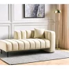 Chaise-longue à direita em veludo creme LANNILS