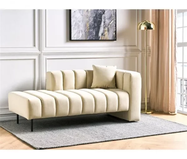 Chaise-longue à direita em veludo creme LANNILS