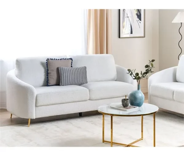 Sofá de 3 lugares em bouclé branco TROSA