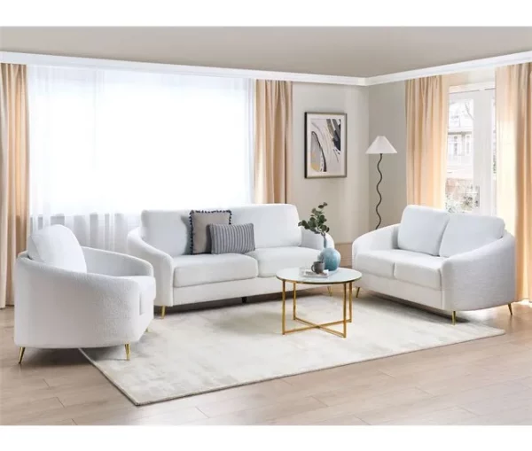 Sofá de 3 lugares em bouclé branco TROSA