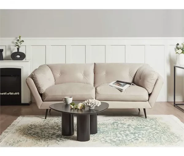 Sofá de 3 lugares em veludo creme LENVIK