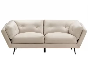Sofá de 3 lugares em veludo creme LENVIK