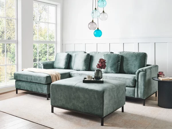 Sofa OSLO R Teal Velvet + ottoman DEF