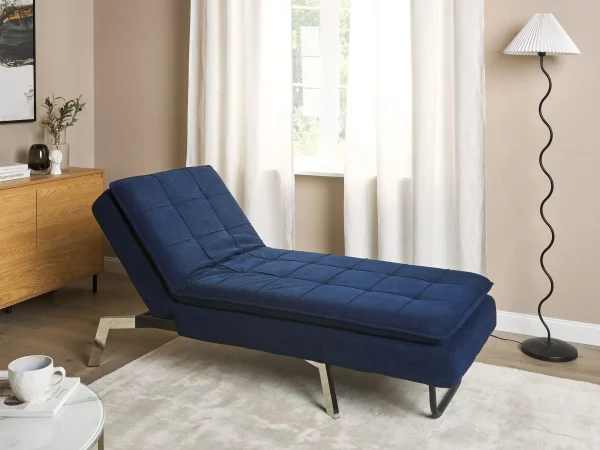 Chaise longue LOIRET, navy blue, fabric DEF