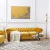 Set Sofa Sessel CHESTERFIELD senfgelb Samtstoff CH