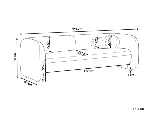 3 Seater Sofa, LEIREN, White Boucle DEF