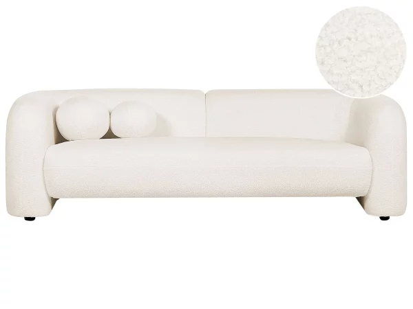 3 Seater Sofa, LEIREN, White Boucle DEF