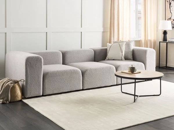 Sofa FALSTERBO 3 seater boucle light grey DEF