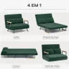 HOMCOM Sofá Cama Sofá Convertível em Cama de 2 Lugares Dobrável com Encosto Ajustável em 5 Níveis e 2 Almofadas Acolchoadas para Escritório Dormitório Sala de Estar 102x73x81 cm Verde