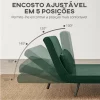 HOMCOM Sofá Cama Sofá Convertível em Cama de 2 Lugares Dobrável com Encosto Ajustável em 5 Níveis e 2 Almofadas Acolchoadas para Escritório Dormitório Sala de Estar 102x73x81 cm Verde