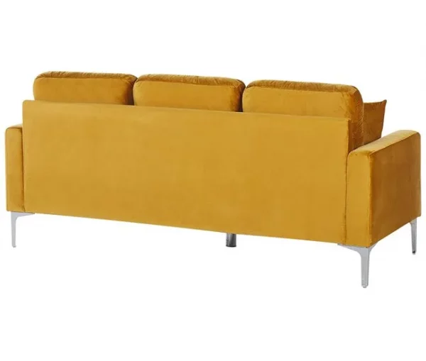 Sofá de 3 lugares em veludo amarelo mostrada GAVLE