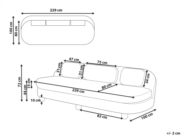 Sofa FANSEN, light brown fabric DEF