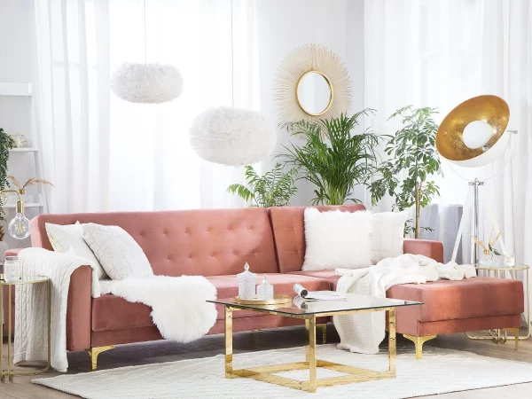 Sofa links/rechts ABERDEEN Samt Rosa CH