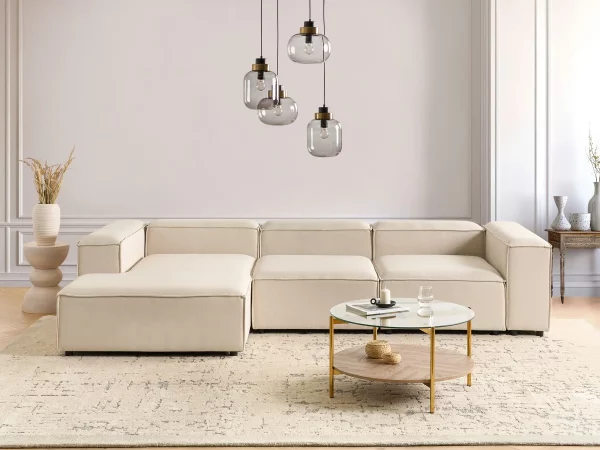 Right 4 Seater Fabric Corner Sofa ARDAL, beige