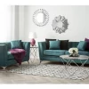 Conjunto de sofás com 5 lugares em veludo azul-verde GAULA