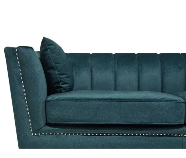 Conjunto de sofás com 5 lugares em veludo azul-verde GAULA