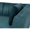 Conjunto de sofás com 5 lugares em veludo azul-verde GAULA