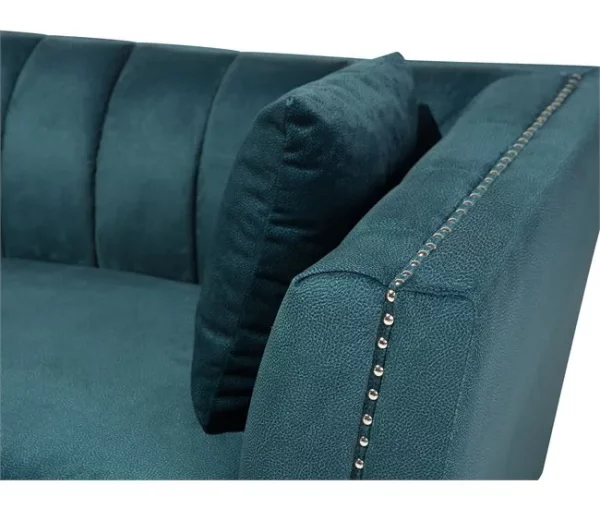 Conjunto de sofás com 5 lugares em veludo azul-verde GAULA