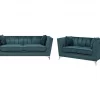 Conjunto de sofás com 5 lugares em veludo azul-verde GAULA