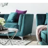 Conjunto de sofás com 5 lugares em veludo azul-verde GAULA