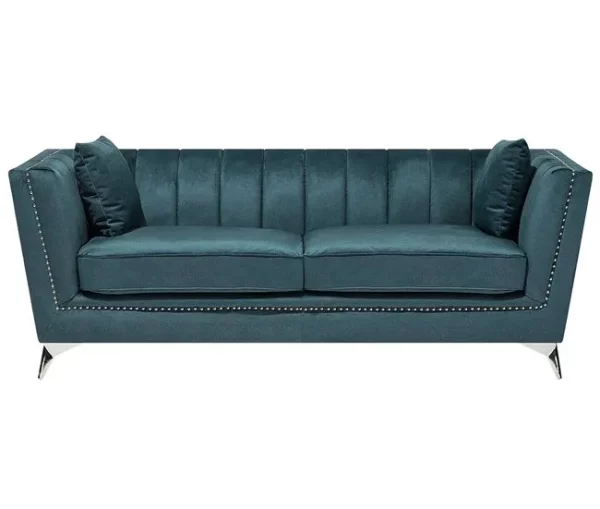 Conjunto de sofás com 5 lugares em veludo azul-verde GAULA