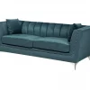 Conjunto de sofás com 5 lugares em veludo azul-verde GAULA