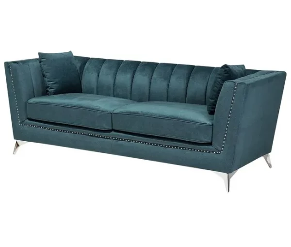Conjunto de sofás com 5 lugares em veludo azul-verde GAULA