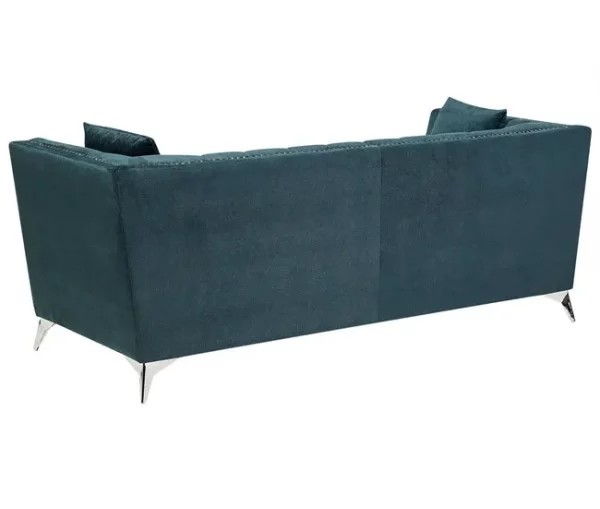 Conjunto de sofás com 5 lugares em veludo azul-verde GAULA