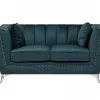 Conjunto de sofás com 5 lugares em veludo azul-verde GAULA