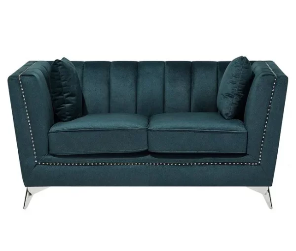 Conjunto de sofás com 5 lugares em veludo azul-verde GAULA