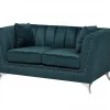 Conjunto de sofás com 5 lugares em veludo azul-verde GAULA