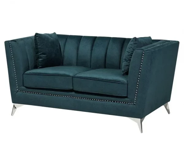Conjunto de sofás com 5 lugares em veludo azul-verde GAULA