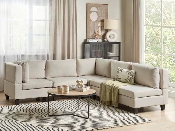5-Seater Modular Corner Sofa UNSTAD Light Beige DEF