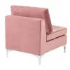 Sofá de canto de 4 lugares em veludo rosa versão à esquerda EVJA