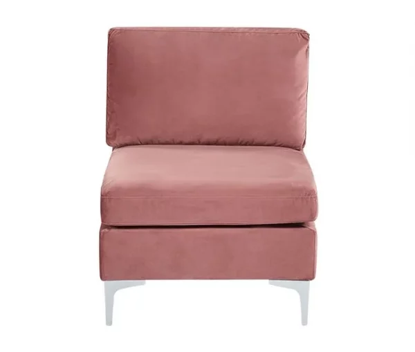 Sofá de canto de 4 lugares em veludo rosa versão à esquerda EVJA