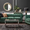 Set Sofa Sessel CHESTERFIELD grün Samtstoff CH