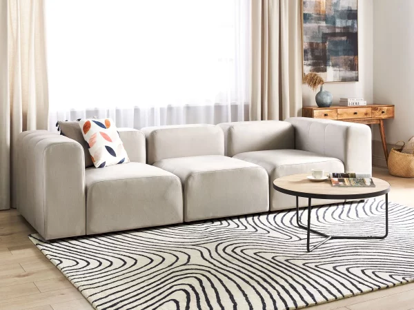 Sofa FALSTERBO 3 seater beige velvet DEF