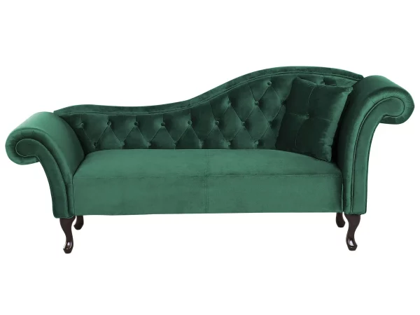 Chaiselongue LATTES rechtsseitig dunkelgrün Samtstoff C