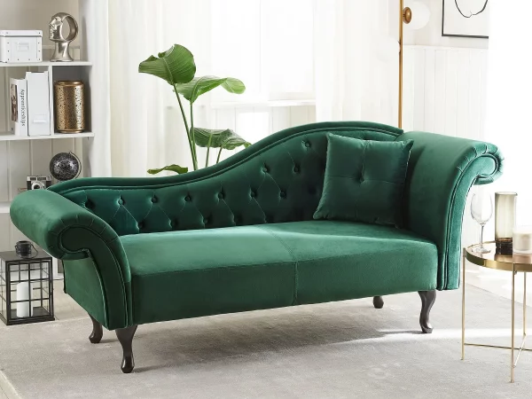 Chaiselongue LATTES rechtsseitig dunkelgrün Samtstoff C