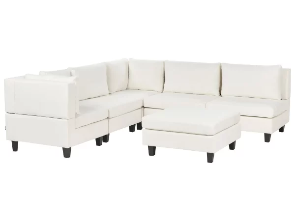 5-Seater Corner Sofa with Ottoman UNSTAD White DEF