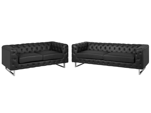 Sofa Set VISSLAND, Kunstleder, Schwarz, CH.
