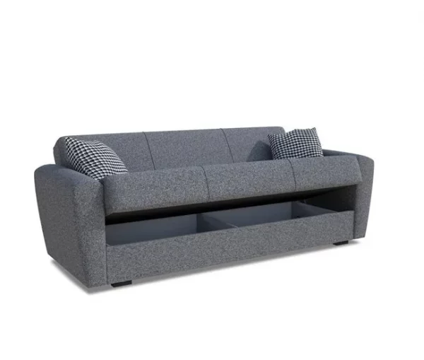 Sofá-cama Dcorv, sofá-cama container linear de 3 lugares, sofá da sala em tecido acolchoado com abertura click-clac, 223x84xh80 cm, Cinza