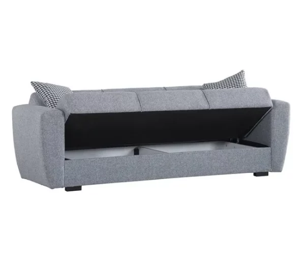 Sofá-cama Dcorv, sofá-cama container linear de 3 lugares, sofá da sala em tecido acolchoado com abertura click-clac, 223x84xh80 cm, Cinza
