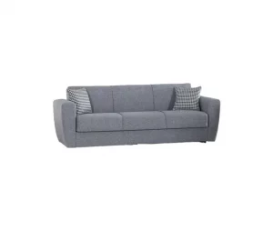 Sofá-cama Dcorv, sofá-cama container linear de 3 lugares, sofá da sala em tecido acolchoado com abertura click-clac, 223x84xh80 cm, Cinza