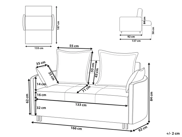 Sofa HOVIN, 2er Sitzer, grau CH