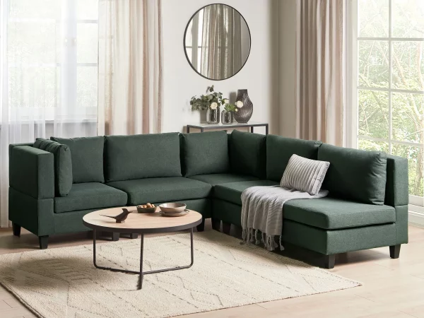 5-Seater Modular Corner Sofa UNSTAD Dark Green DEF