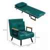 HOMCOM Poltrona Convertível em Cama Dobrável Poltrona Convertível em Cama com Encosto Ajustável em 5 Níveis e Almofada Acolchoada para Escritório Dormitório Sala de Estar Carga 120 kg 63x73x81 cm Verde