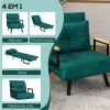 HOMCOM Poltrona Convertível em Cama Dobrável Poltrona Convertível em Cama com Encosto Ajustável em 5 Níveis e Almofada Acolchoada para Escritório Dormitório Sala de Estar Carga 120 kg 63x73x81 cm Verde